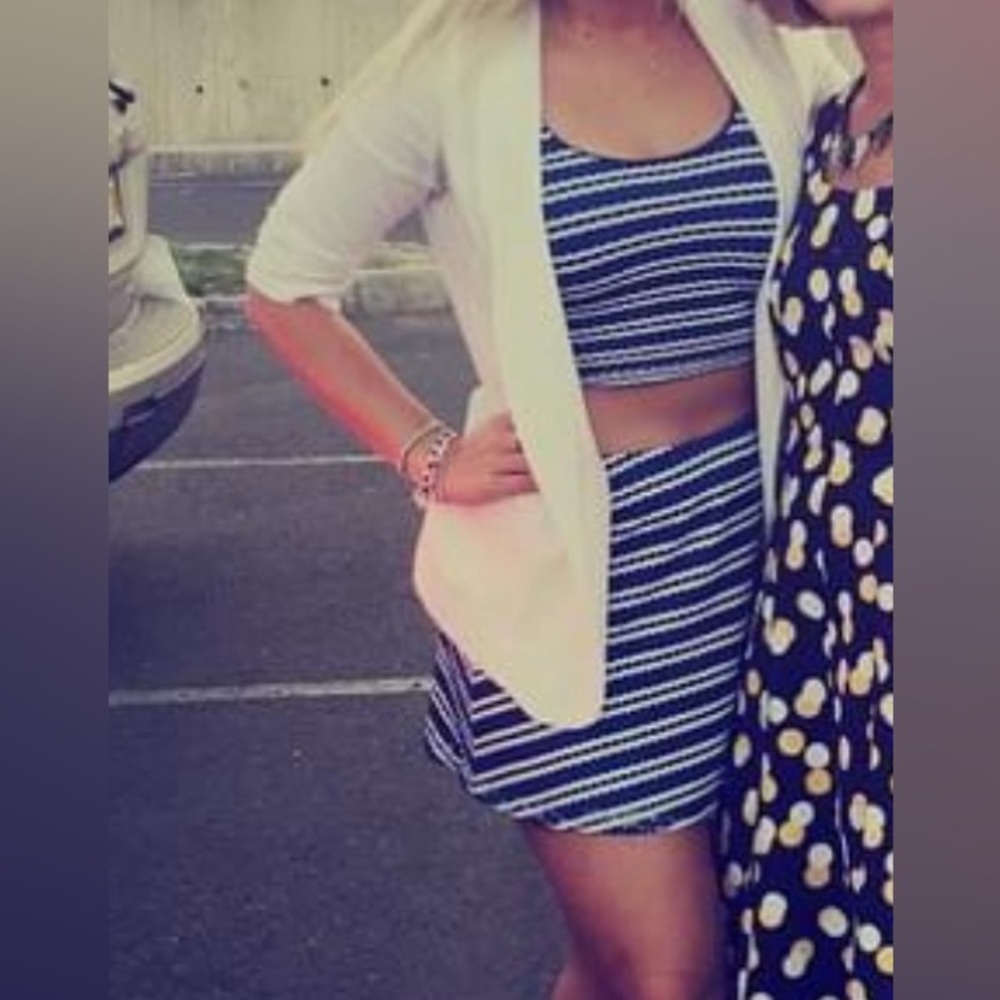 Blue & white stripe skirt (matching top available)